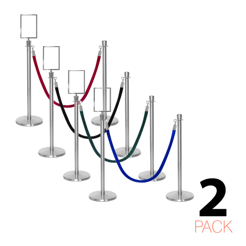 2er Pack – Flexibarrier Pfosten & Seil-Absperrung – Premium – inkl. A4 Schildhalterung