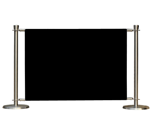 Flexibarrier Café-Barriere-Set – Premium Silber – 2000mm | Einfarbiges Banner