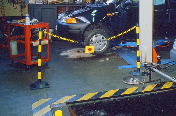 Flexibarrier Basic Pfosten & Kette Absperrung mit Gummifuß, 90cm hoch