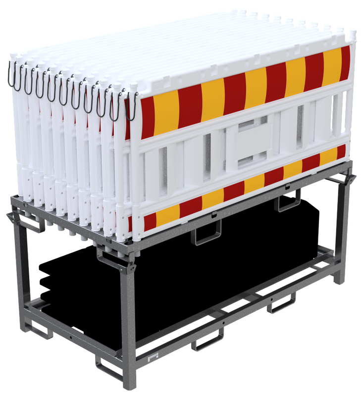 Barrierezaun -Euro1 Scandinavia- (40m komplett mit Paneelen, Füßen und Transportgestell)