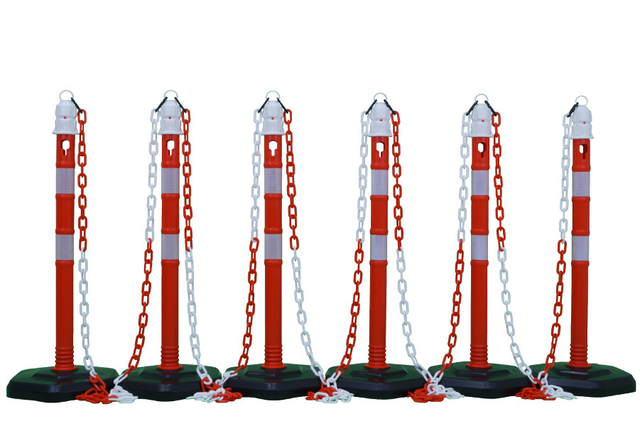 (Packung mit 6) - Pfosten & Kettenbarriere -MultiMax- einschließlich 15m Kette