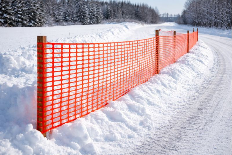 (50 m Pack) Flexibarrier Sicherheitsnetz-Barrierezaun + 10 Zaunpfosten