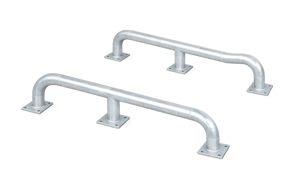 Hochbelastbare Radführungen für Verladerampen – Paar aus verzinktem Stahl (3000 × 600 × 365 mm)
