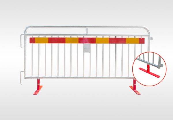Flexibarrier Kravallstaket - Premium - Drehbarer Fuß, Komplettset mit Transportkorb (57,5 m)