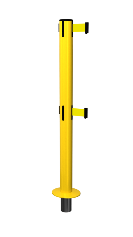 FlexiBarrier Gurtpfosten mit Doppeltgurt - SafetyPlus herausnehmbar - (3.4m/4.9m Gurte)