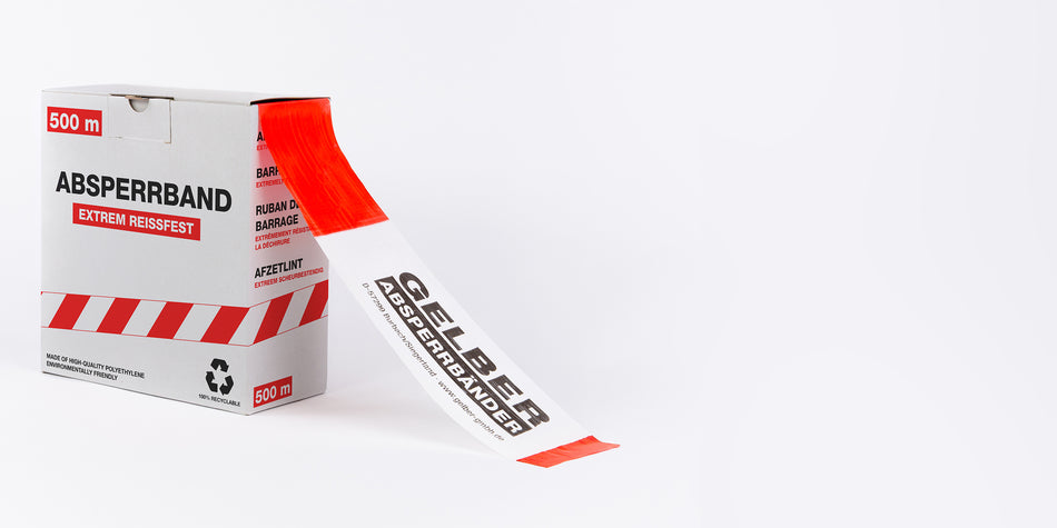 Absperrband – Individuell bedruckter Text – 500m x 80mm
