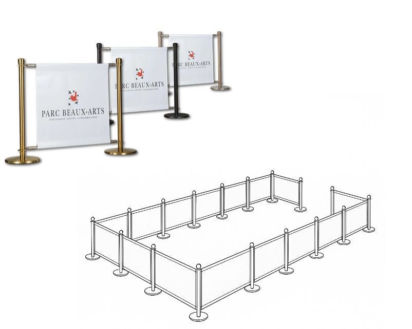 Flexibarrier Café-Barriere-Paket – 24-Meter-Aufbau | Individuell bedruckte Banner