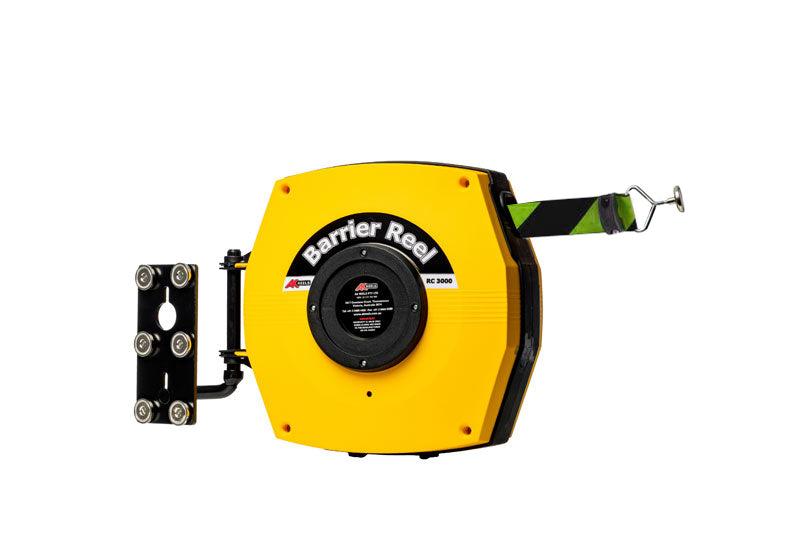 Einziehbare Absperrrolle -Magnetisch- Hochbelastbarer Absperrgurt mit Magneten (15-25m)