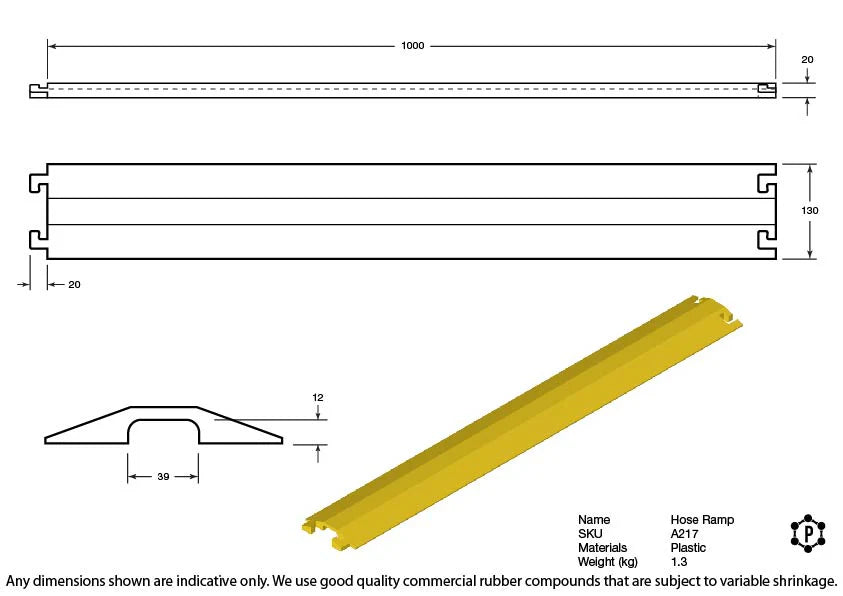 Robuste Kabelrampe (135 × 20 × 1000 mm)