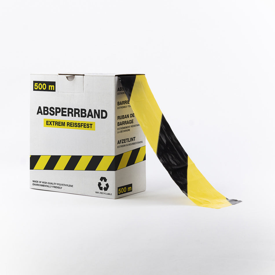 Absperrband – Extrem Reißfest – 500m x 80mm (Beidseitiger Druck)