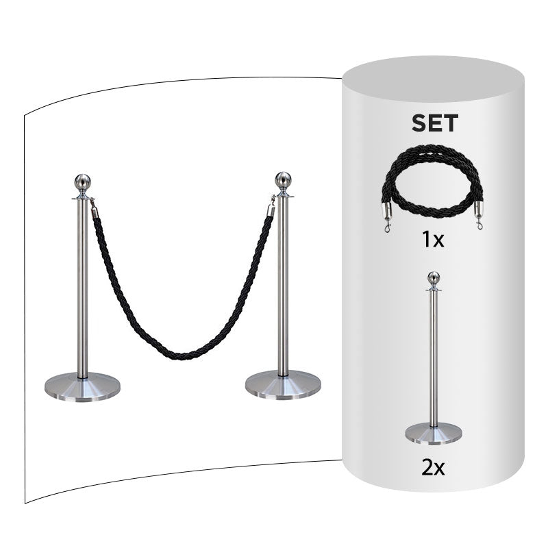 Flexibarrier Pfosten- und Seilabsperrung Set -Basic Ball Head- (Paket mit Pfosten- und Seilen)