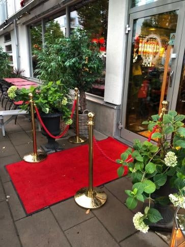 (4er Pack) – Flexibarrier VIP-Eingang Paket inklusive Pfosten, Seilen & Teppich