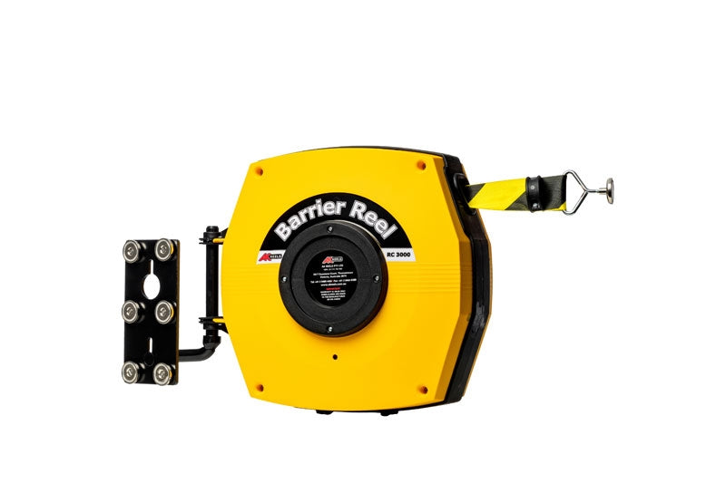 Einziehbare Absperrrolle -Magnetisch- Hochbelastbarer Absperrgurt mit Magneten (15-25m)