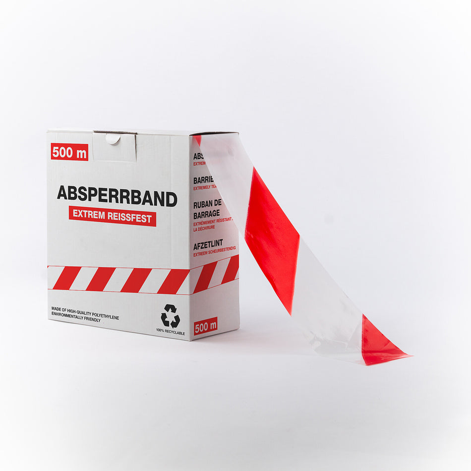 Absperrband – Extrem Reißfest – 500m x 80mm (Beidseitiger Druck)