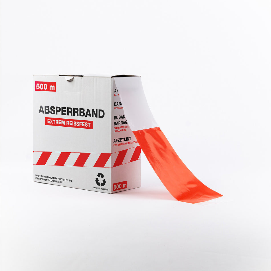 Absperrband – Extrem Reißfest – 500m x 80mm (Beidseitiger Druck)