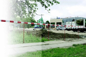 Zaunpfosten für orangefarbenes Maschendrahtzaun/Absperrband