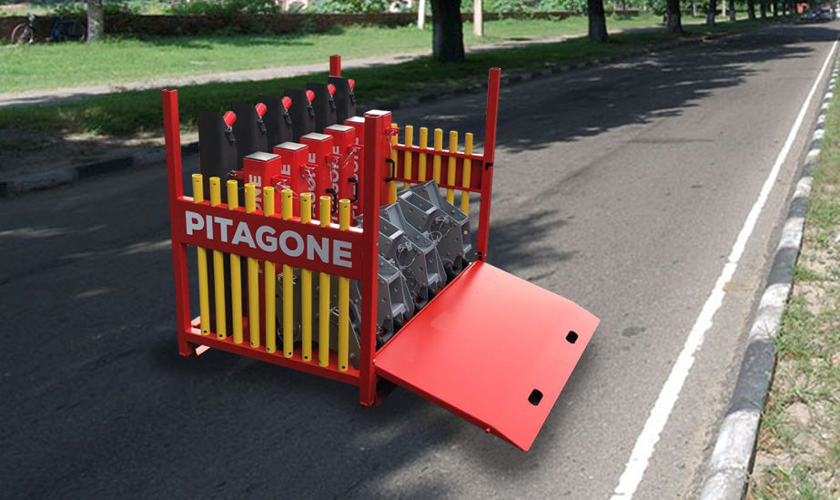 Pitagone Anti-Terror-Sperre-System – 6 Module mit Lagergestell (Komplette HVM-Lösung)