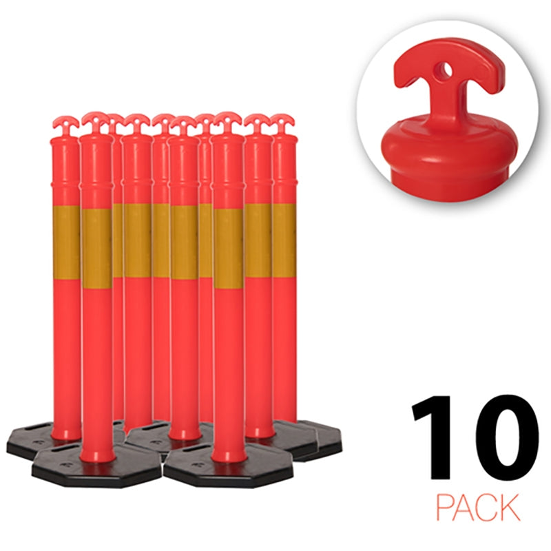 (10er Pack) - Flexibarrier T-Spitze Poller mit Basis