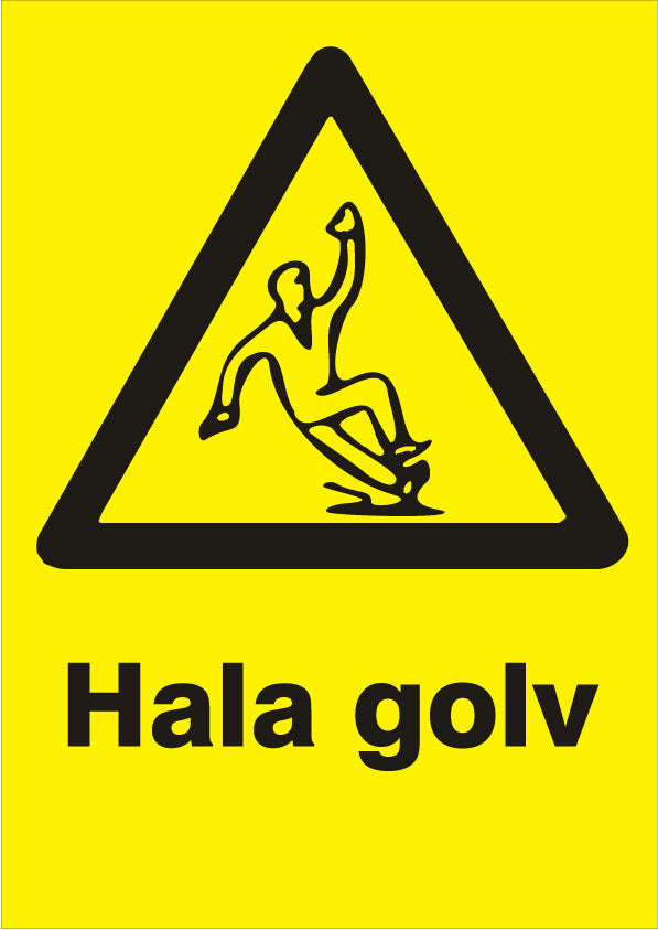 Varningsskylt. Hala golv