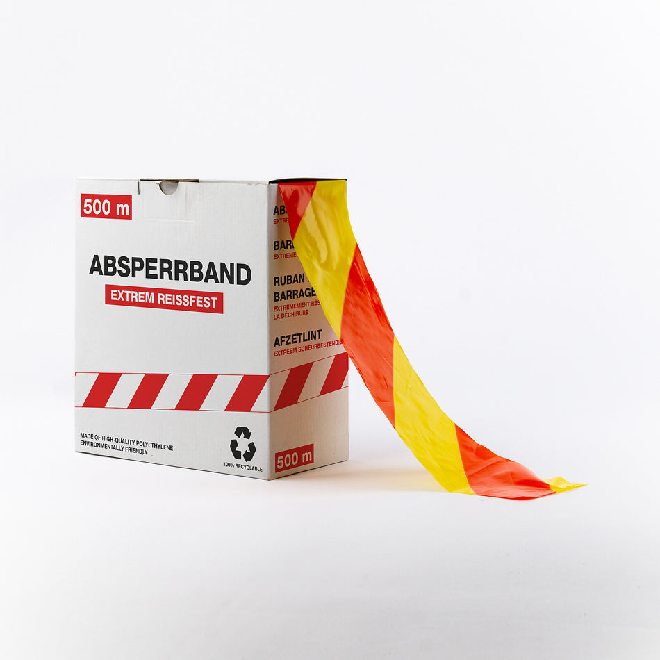 Absperrband – Extrem Reißfest – 500m x 80mm (Beidseitiger Druck)